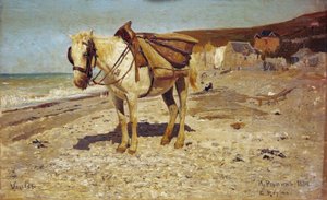 Cavallo per trasporto pietre a Veules da Ilya Efimovich Repin