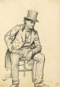 Uomo seduto, braccio appoggiato sulla gamba, c. 1872-1875 da Ilya Efimovich Repin