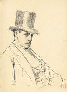 Uomo seduto con cilindro, c. 1872-1875