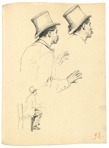 Studi per "Un caffè parigino": Vista laterale della testa di un uomo con cappello, c. 1872-1875 da Ilya Efimovich Repin
