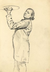 Studio per "Un caffè parigino": Un cameriere che tiene un vassoio, c. 1872-1875 da Ilya Efimovich Repin