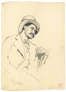 Studio per "Un caffè parigino": Uomo seduto con cappello da Ilya Efimovich Repin