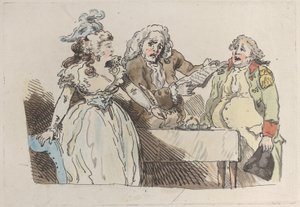 Una giovane ereditiera si prepara a firmare un documento da Imitator of Thomas Rowlandson.