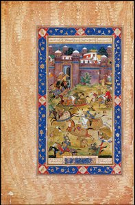 Nariman uccide il figlio del Khaqan della Cina. Dal poema epico Garshaspnama di Asadi Tusi da Indian Art