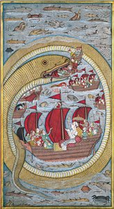 Il serpente marino inghiotte la flotta reale, 1670 da Indian Art