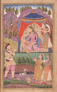 48.62 folio 138 Farhad racconta le sue avventure alla Principessa Shirin, dal Khusrau e Shirin, Scuola Deccani, 1722 da Indian School