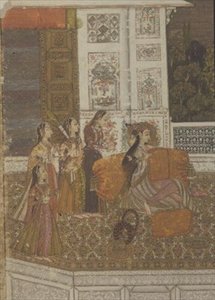 Ritratto di una principessa che gode della musica, Krishnagar, West Bengal da Indian School