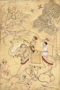Un principe a caccia, a cavallo di un elefante, c.1600-1650