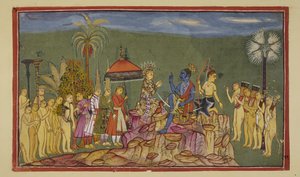Rama chiede a Sugriva, che aveva precedentemente descritto i quattro quarti del mondo, come li conoscesse così bene. Sugriva gli racconta che era stato inseguito attraverso i quattro quarti dal fratello Ba