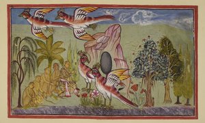 Le ali di Sampati ricrescono, secondo la profezia che lo avrebbero fatto quando avrebbe reso un servizio al mondo scoprendo dove Sita era stata portata, permettendo così a Rama di recuperarla. Le scimmie esclamano meravigliate