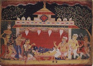 Adorazione del bambino Krishna da un 