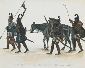 Sikh Akali in marcia, c.1850 (acquerello opaco su carta) da Indian School