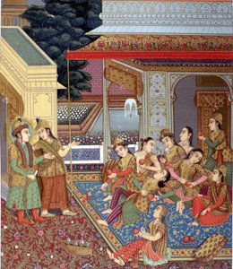 Un harem indiano. Illustrazione di una miniatura Moghol