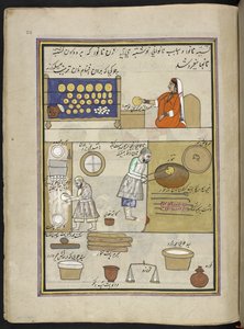 Fornaio, 86 disegni rilegati in un volume che raffigura mestieri e occupazioni in Kashmir, Artigiani al lavoro con i loro strumenti e attrezzature, da un artista del Kashmir, probabilmente a Srinagar, c.1850-60