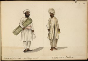 Venditore di stuoie Bohori; sarto di Kathiawar