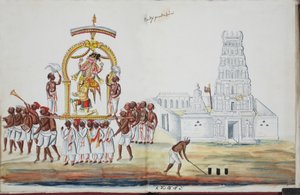 Cerimonia con Saraswati portata in processione da Indian School