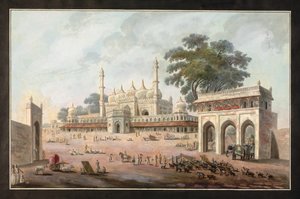 Chandi Chauk e la moschea di Munny Begum, Murshidabad, c.1795 da Indian School