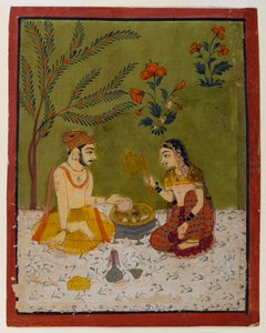 Coppia seduta sotto un albero, c.1700 da Indian School