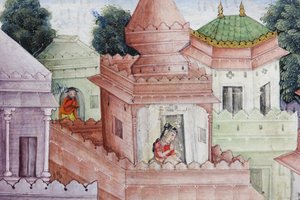 (dettaglio) Krishna uccide il demone Narakasura con il suo disco da Indian School