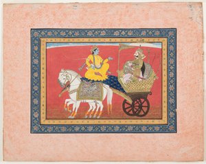 Dialogo tra Krishna e Arjuna sul campo di battaglia di Kurukshetra