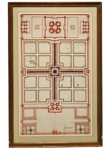 Primo piano schematico dei giardini del Taj Mahal, Agra, India del Nord, c.1805 da Indian School