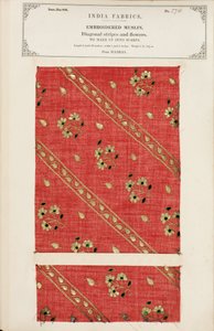 Campione di mussola ricamata da Madras, da The Collection of the Textile Manufacturers of India, di John Forbes Watson, pubblicato nel 1866 da Indian School