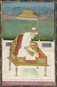 Imperatore Aurangzeb; retro: pannello calligrafico, foglio di album staccato con pittura, 1619