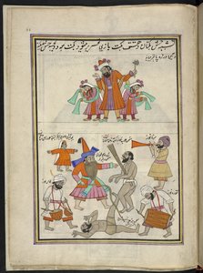 Intrattenitori, 86 disegni rilegati in un volume che raffigurano mestieri e occupazioni in Kashmir, Artigiani al lavoro con i loro strumenti e attrezzature, Di un artista del Kashmir, probabilmente a Srinagar, c.1850-60 da Indian School