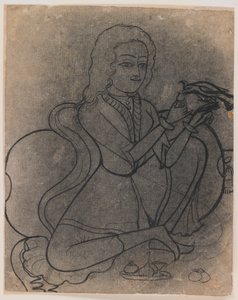 Ragazza europea che nutre un pappagallo, c.1780 da Indian School