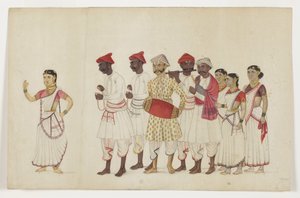 Quattro danzatrici in processione con musicisti, c.1830