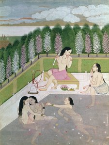 Ragazze che fanno il bagno, stile Pahari, scuola di Kangra, Himachel Pradesh, XVIII secolo