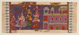 Santi e cortigiani si radunano davanti a un principe da Indian School