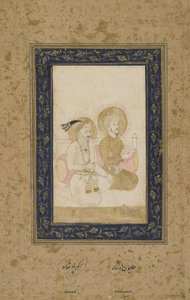Humayun e Akbar, foglio di album staccato, c.1900 da Indian School