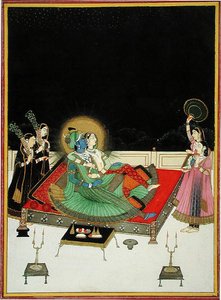 Radha e Krishna si ammirano allo specchio, c.1800