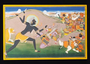 Kali che uccide demoni, c.1800-1820 da Indian School