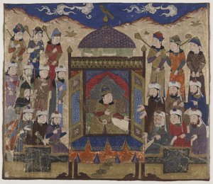 Khusraw Parviz seduto sul Takht-i Taqdis, c.1425-50 da Indian School