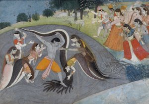 Krishna doma Kaliya, il demone serpente da Indian School