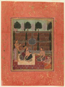 Donne su una terrazza, stile Mughal, c.1700-10