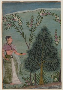 Signora nel deserto, frammento di una pagina da una serie Bhagavata Purana, c.1590-1600 da Indian School
