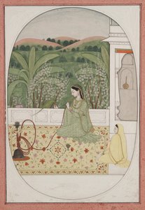 Signora su una terrazza con un narghilè, c.1770 da Indian School