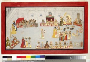 Maharana Sangram Singh con i suoi figli e cortigiani da Indian School