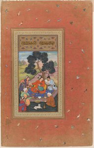 Capo mongolo e attendenti, foglio dal Gulshan Album (Rose Garden album), c.1600 da Indian School