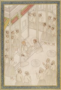 Imperatore Mughal Akbar che tiene corte durante la sua ultima malattia, metà del XVIII secolo da Indian School