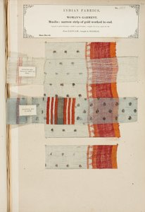 Campione di mussola da Ganham, acquistato a Madras, da The Collection of the Textile Manufacturers of India, di John Forbes Watson, pubblicato nel 1866 da Indian School