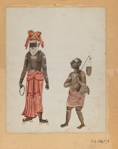 Uno di una serie di nove immagini che mostrano indiani in diverse professioni