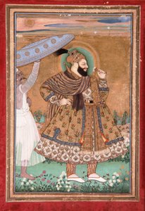 Ritratto del sultano Abul Hasan di Golconda, in piedi da Indian School