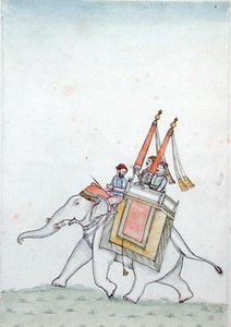 Ritratto di un principe che cavalca un elefante da Indian School
