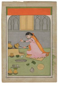 Radha in cucina, c. 1810 da Indian School