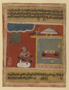 Radha che sospira per il suo amato, pagina da una serie datata Rasikapriya, 1634 da Indian School