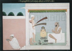 Raja Bulwant Singh che esegue Puja, c.1750 da Indian School